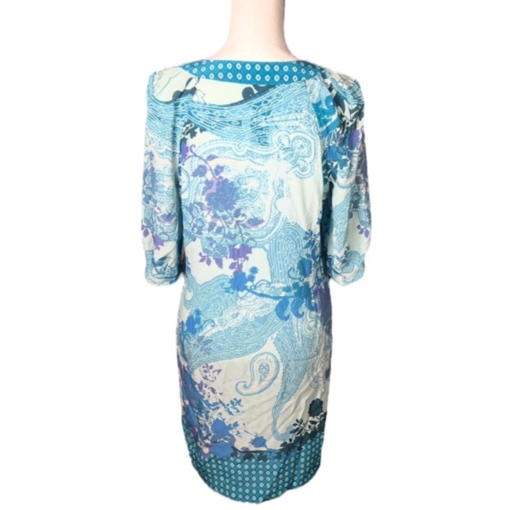 Robert Graham Dress Womens 4 Blue Silk Boho Coastal Artsy Abstract 3/4 Sleeve - Picture 4 of 6